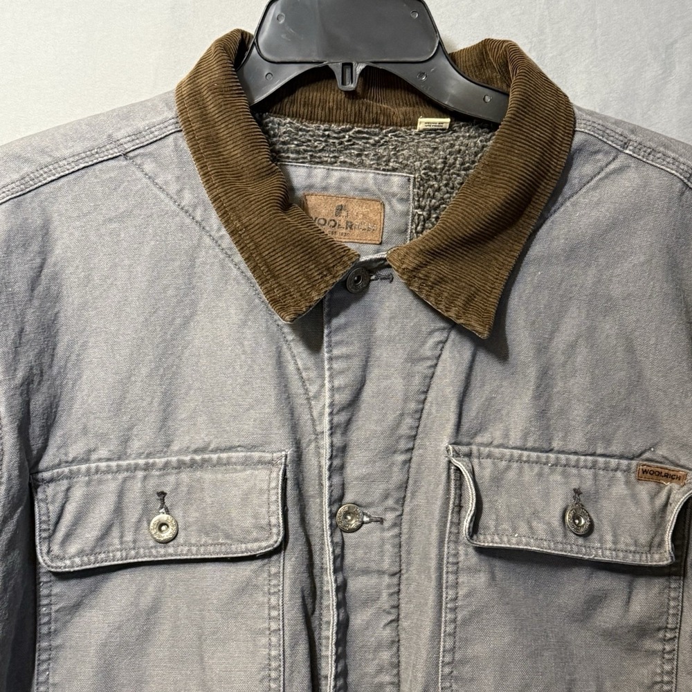 Woolrich Jacket Mens‎ XXL Gray Sherpa Lined Chore Coat Workwear Corduroy Collar - Picture 2 of 13